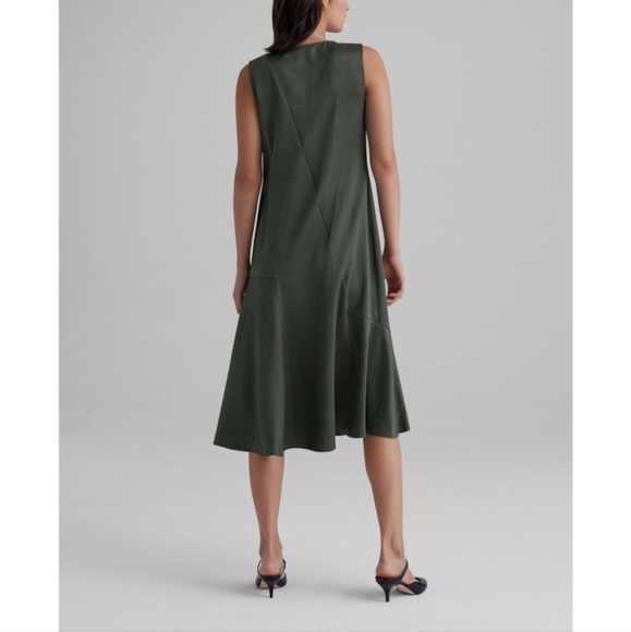🪞▪️NWT Seamed Bias Club Monaco Dress olive green Size 2 retail $249 - Picture 3 of 8